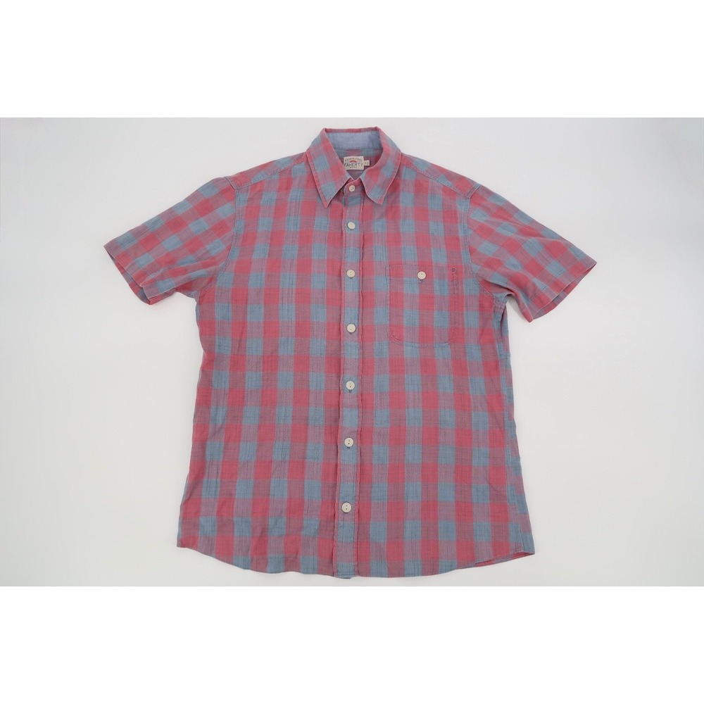 Faherty Shirt Mens Small Button Up Short Sleeve Checks Outdoor Red Casual